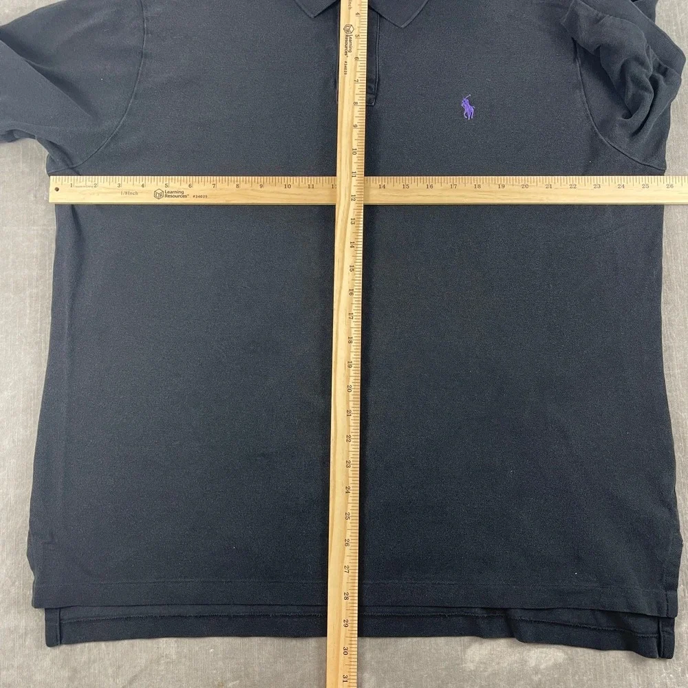 Polo Ralph Lauren Men XXL Black Polo Shirt Purple Pony Classic Fit